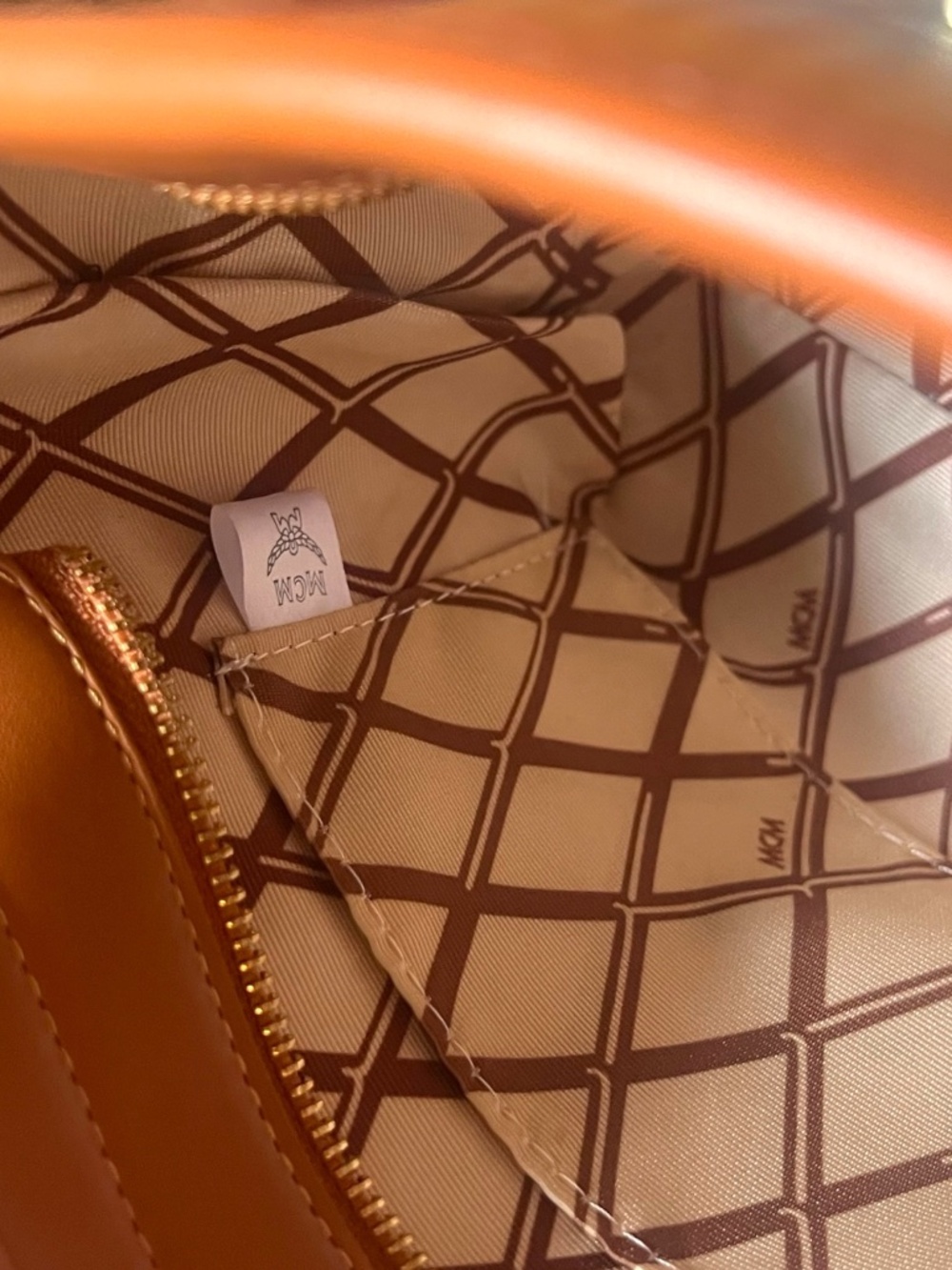 MCM Anya Cognac Visetos Mini Tote Crossbody Bag - Picture 16 of 16